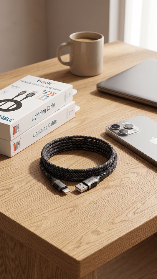 Belk 12W USB-A to Lightning Fast Charging & Sync Cable โ 120cm Braided