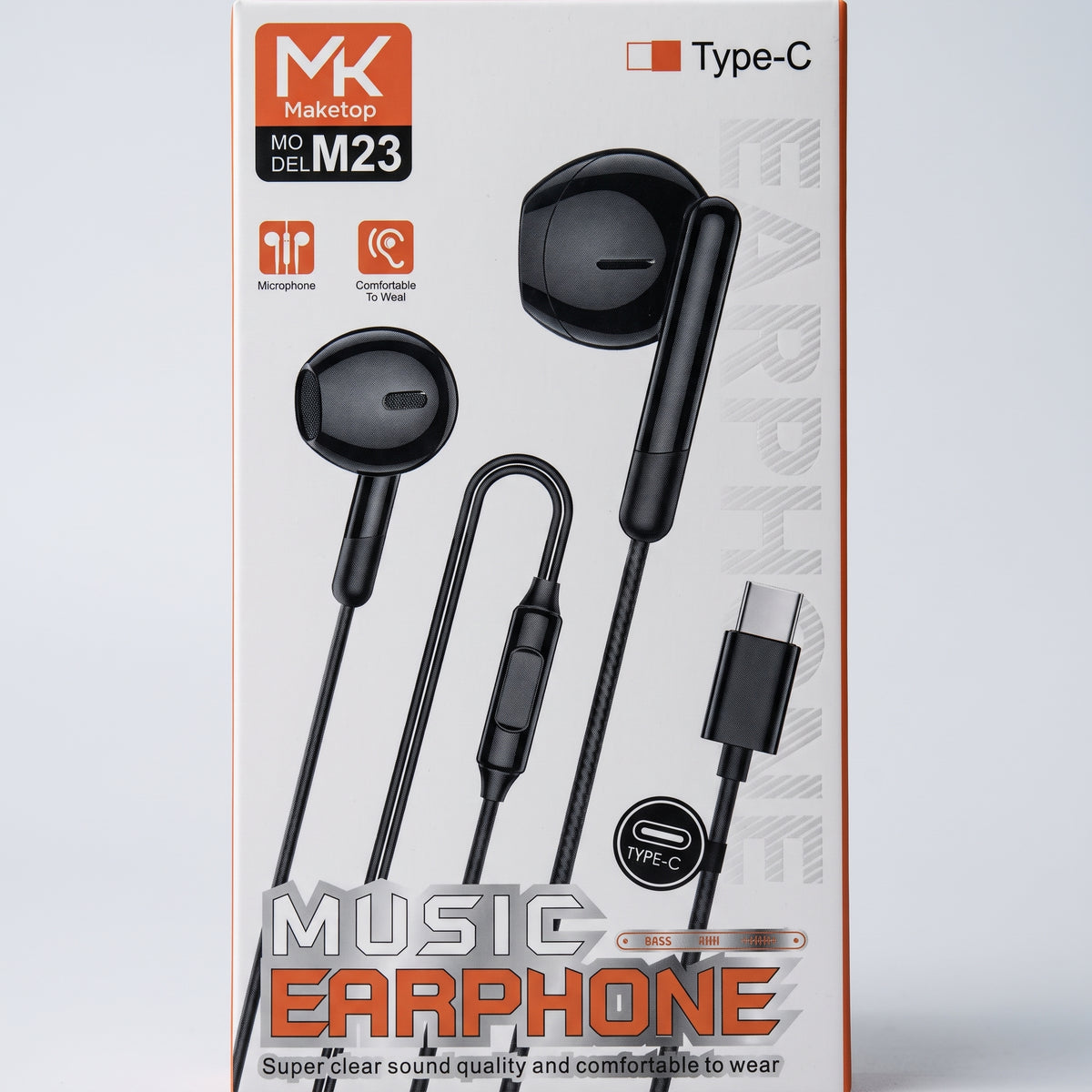 Maketop MK M23 Type-C Wired Earphones with Mic โ Deep Bass