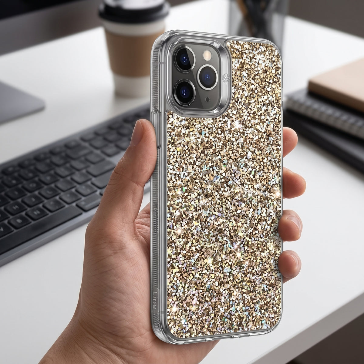 جراب Line Luxury Glitter Bling لهاتف iPhone 11 Pro – غطاء كريستالي لامع ومضاد للصدمات