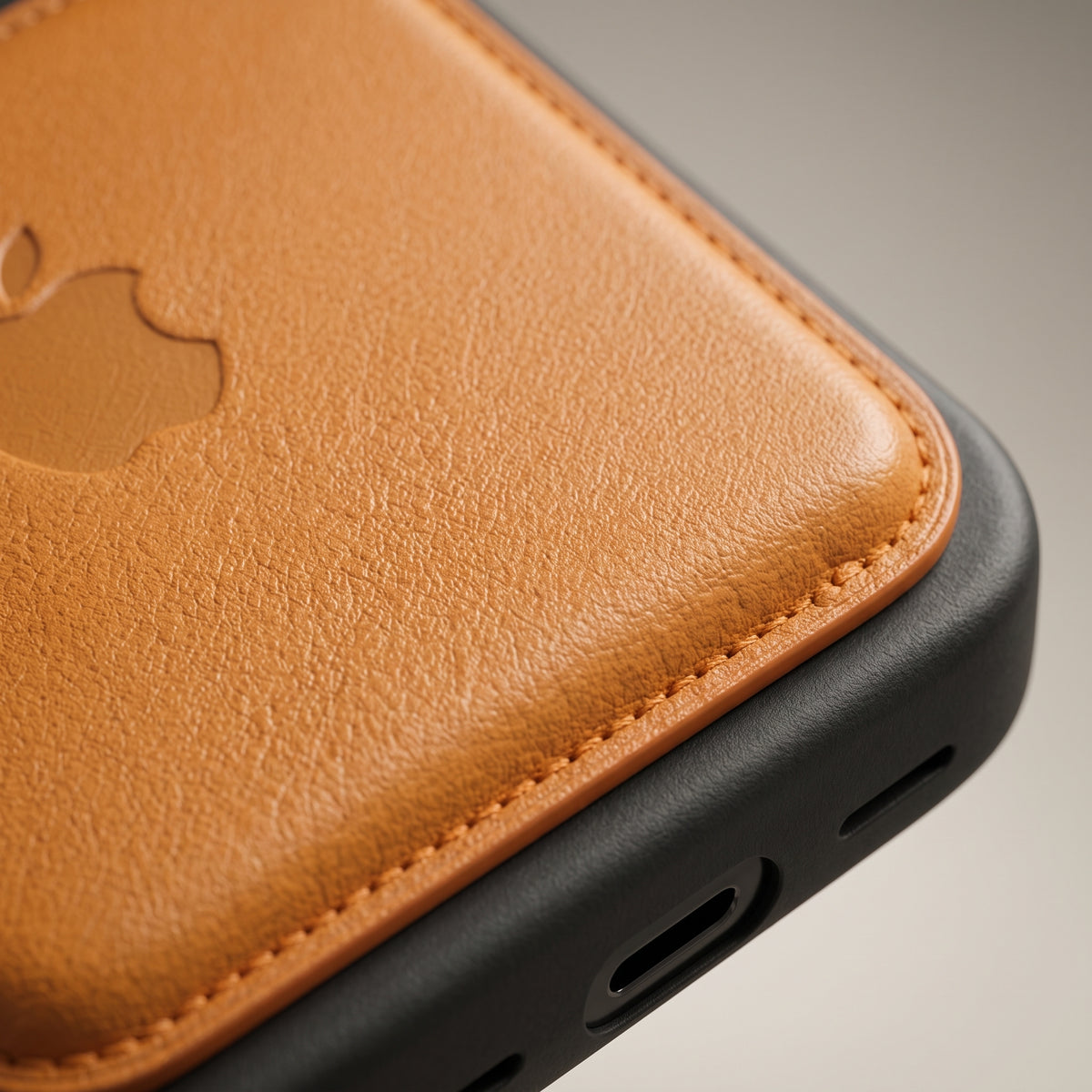 Luxury Matte Leather MagSafe Case with Apple Logo – Velvet Lined Protective Cover