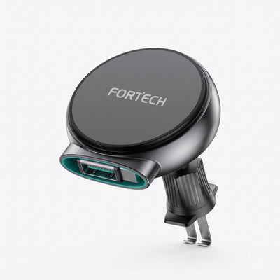 حامل شاحن لاسلكي مغناطيسي للسيارة من FORTECH موديل FWH-001 – قاعدة تثبيت للهاتف بفتحة التهوية متوافقة مع MagSafe