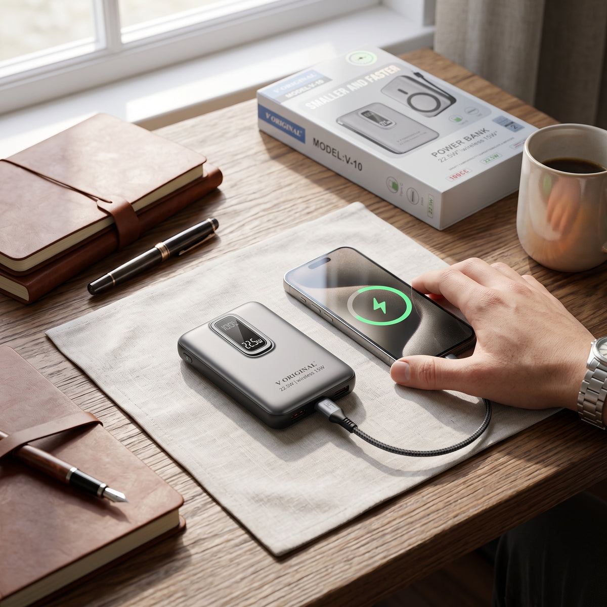 V ORIGINAL V-10 Magnetic Wireless Power Bank โ 22.5W Fast Charging & 15W Wireless