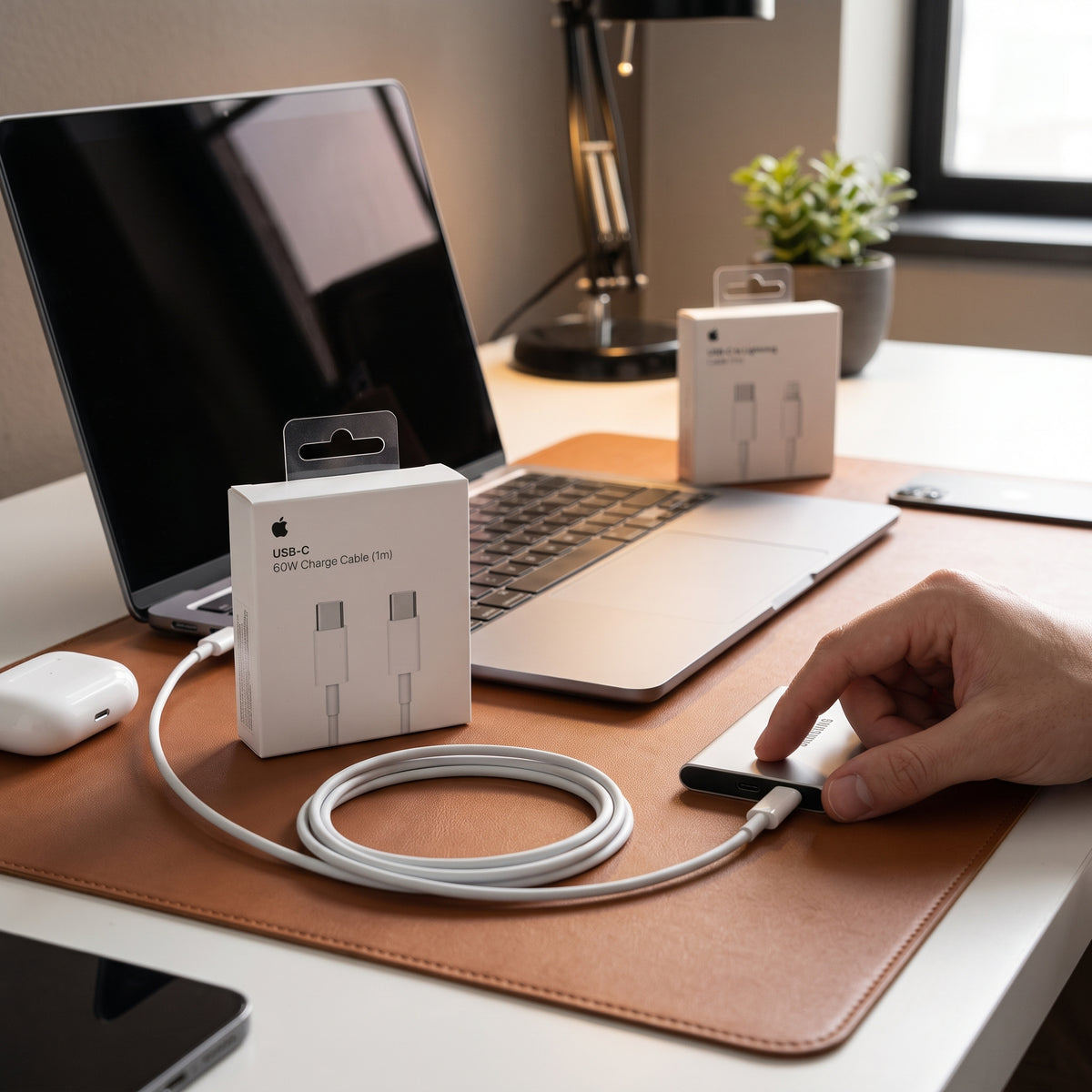 كابل شحن USB-C بقدرة 60 واط من Apple بطول 1 متر – كابل شحن سريع USB-C إلى USB-C