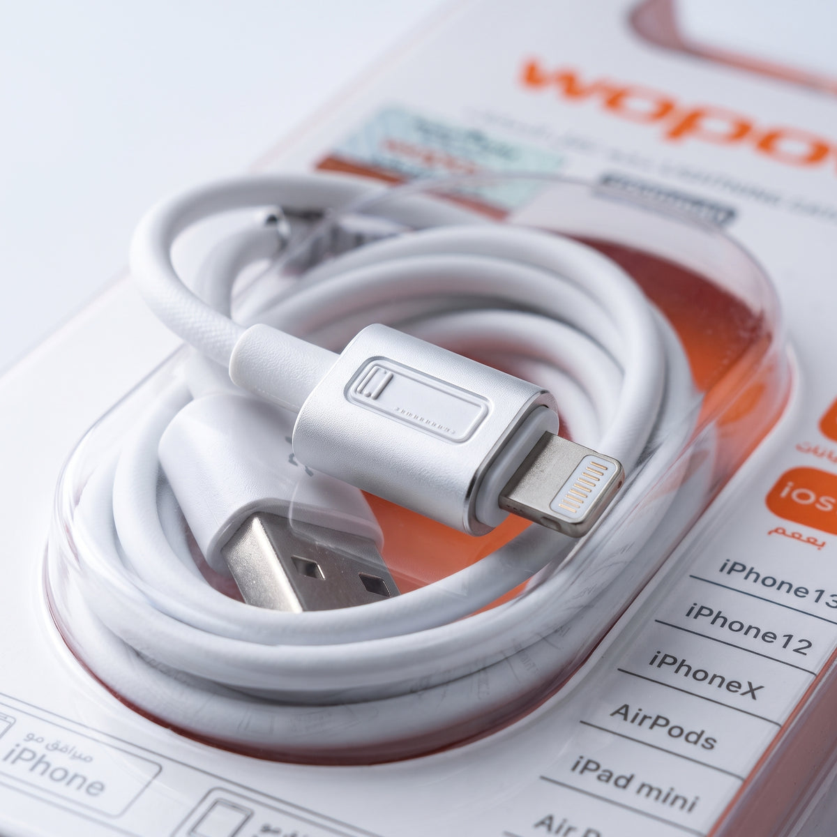 كابل شحن سريع ومزامنة بيانات USB إلى Lightning بطول 1 متر من Wopow طراز LC505