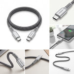 كابل شحن سريع جداً ونقل بيانات Wopow 65 واط بمنفذ USB-C إلى USB-C - طول 120 سم مغطى بجديلة