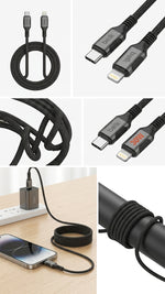 كابل شحن سريع بيلك USB-C إلى Lightning بتقنية PD بقدرة 30 واط – 120 سم، مغطى بطبقة قماشية