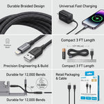 كابل Anker USB-A إلى Lightning بطول 3 أقدام - كابل فائق المتانة للشحن السريع ومزامنة البيانات