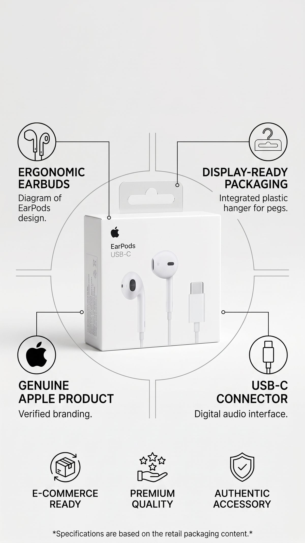 Apple EarPods with USB-C Connector – Wired Earphones with Mic & Remote