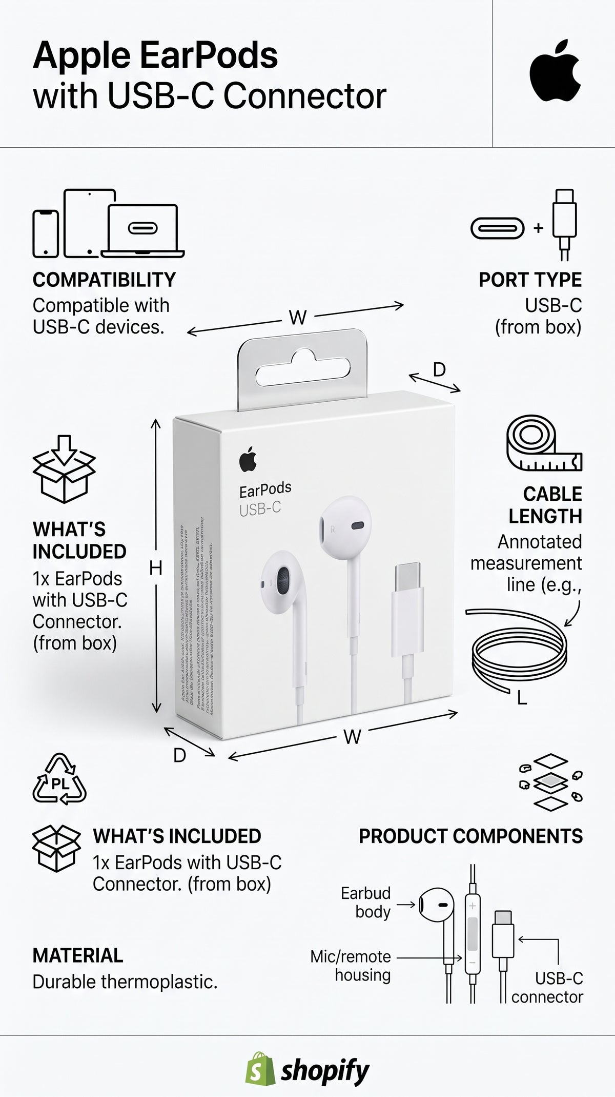 Apple EarPods with USB-C Connector – Wired Earphones with Mic & Remote