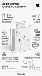 Apple EarPods with USB-C Connector – Wired Earphones with Mic & Remote