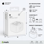 محول طاقة USB-C بقدرة 20 واط من Apple – شاحن حائط سريع الشحن بمنفذ ثلاثي (UK)