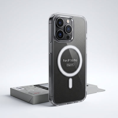 جراب شفاف مغناطيسي للحماية بزاوية 360 درجة لهاتف iPhone 16 Pro – غطاء مقاوم للصدمات يدعم MagSafe