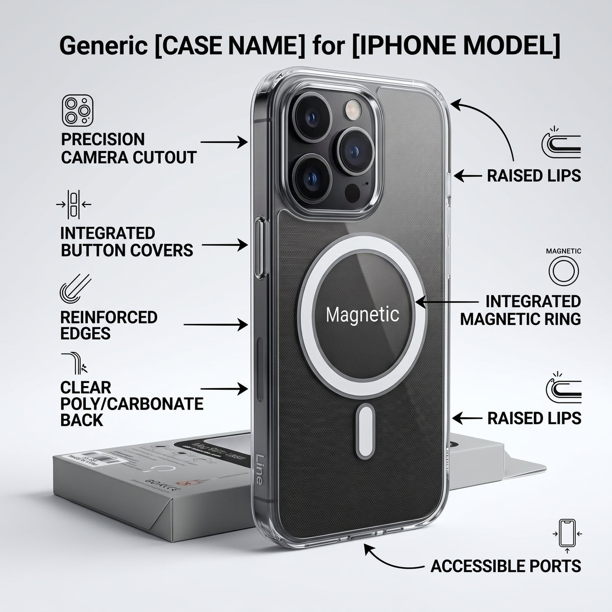 جراب شفاف مغناطيسي للحماية بزاوية 360 درجة لهاتف iPhone 16 Pro – غطاء مقاوم للصدمات يدعم MagSafe