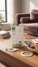 Maketop MK M23 Type-C Wired Earphones with Mic – White, Deep Bass