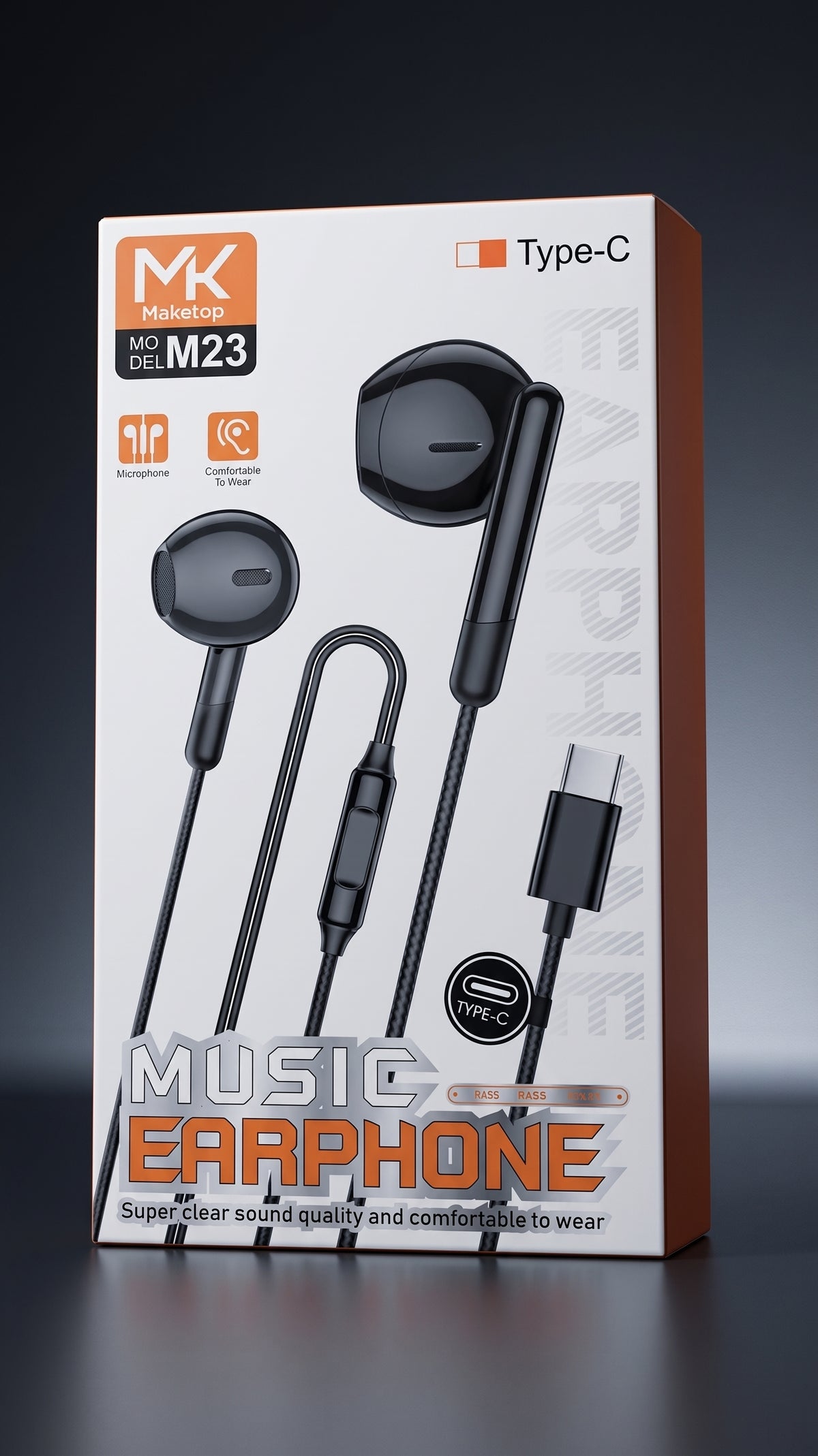 Maketop MK M23 Type-C Wired Earphones with Mic – Deep Bass