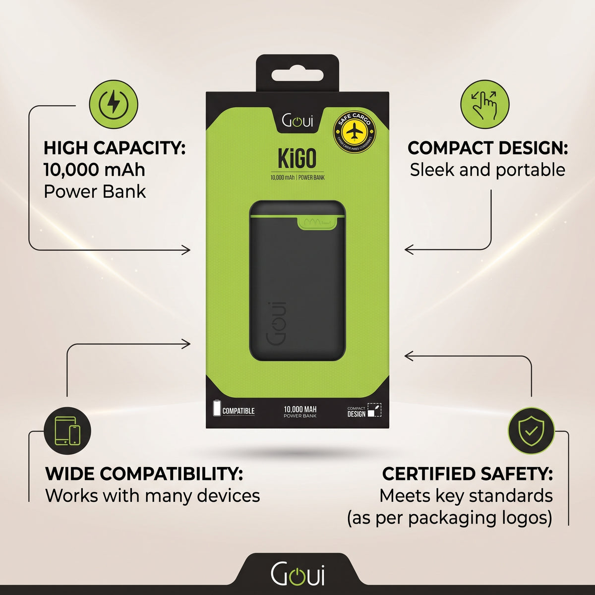 Goui Kigo 10,000mAh Power Bank – Ultra-Compact Slim Portable Charger