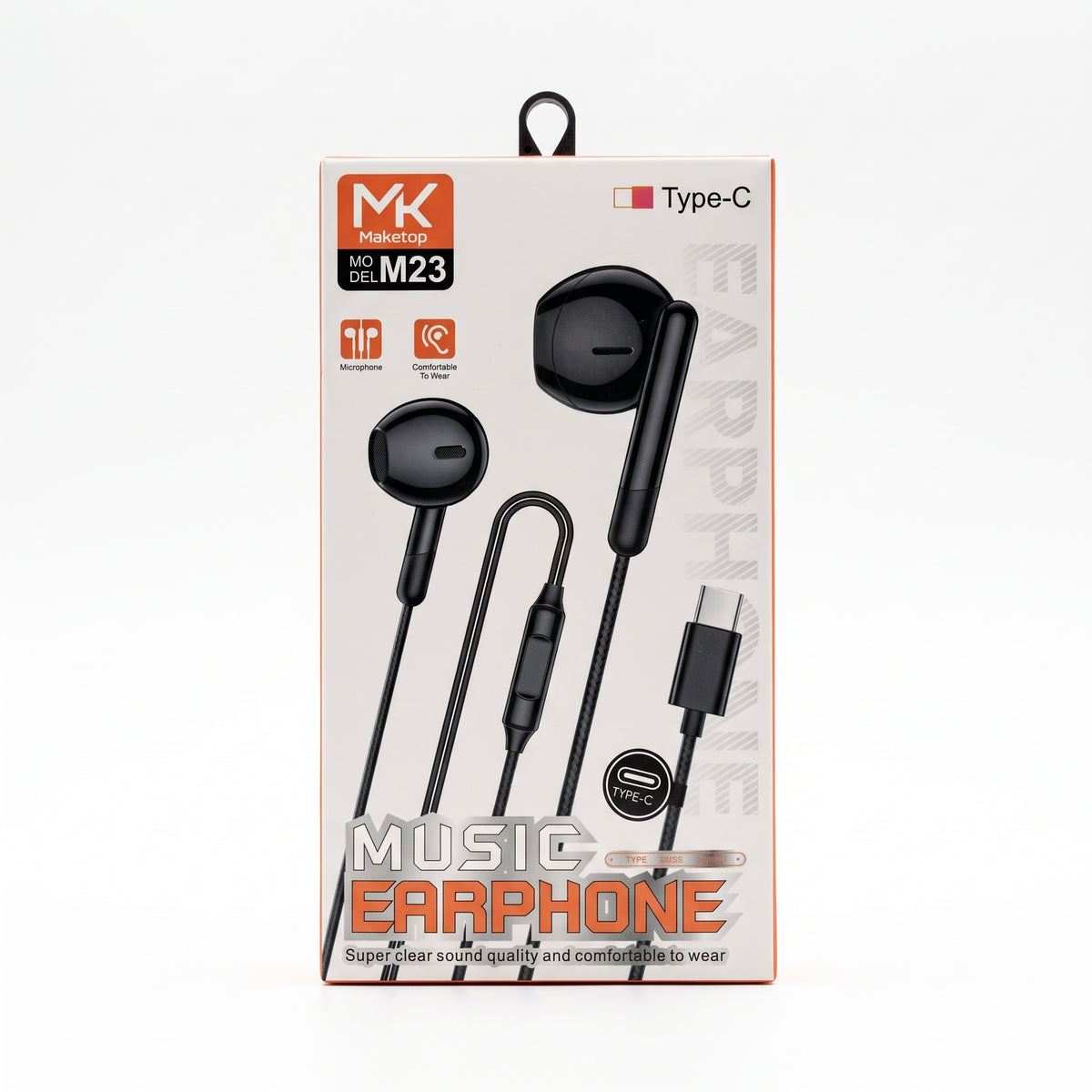 Maketop MK M23 Type-C Wired Earphones with Mic – Deep Bass