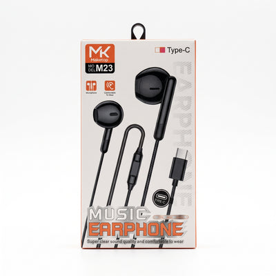 Maketop MK M23 Type-C Wired Earphones with Mic – Deep Bass