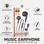 Maketop MK M23 Type-C Wired Earphones with Mic – Deep Bass