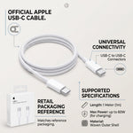 كابل شحن USB-C بقدرة 60 واط من Apple بطول 1 متر – كابل شحن سريع USB-C إلى USB-C