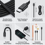 كابل شحن سريع ومزامنة بيانات Wopow LT-25 من USB إلى Type-C – أسود
